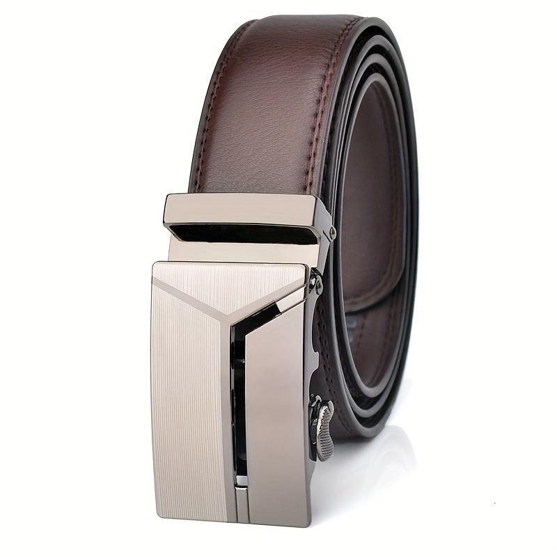 Y Letter Style Auto Buckle Men's Business Casual Leather Belt