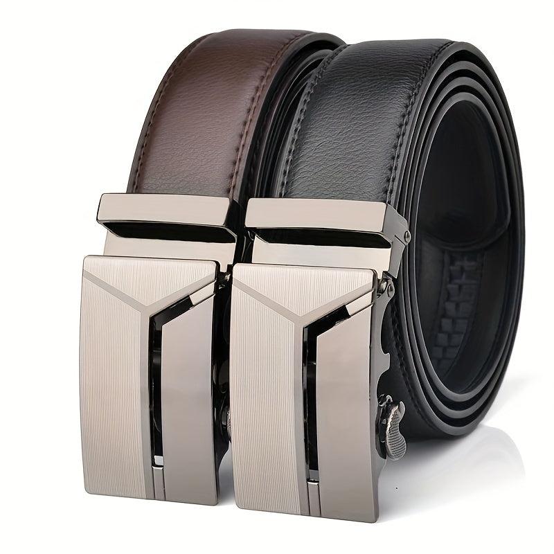 Y Letter Style Auto Buckle Men's Business Casual Leather Belt