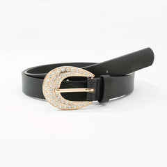 Rhinestone Buckle Belt Thin PU Leather Casual Dress Girdle For Women