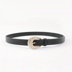 Rhinestone Buckle Belt Thin PU Leather Casual Dress Girdle For Women