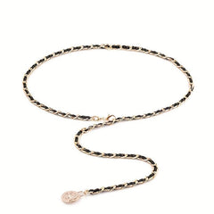 Layered Metal Waist Chain Coin Pendant Waistband for Women
