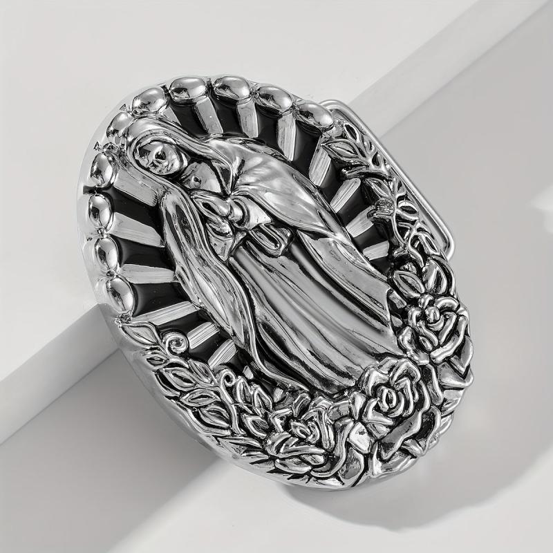 Vintage Virgin Mary Belt Buckle for DIY