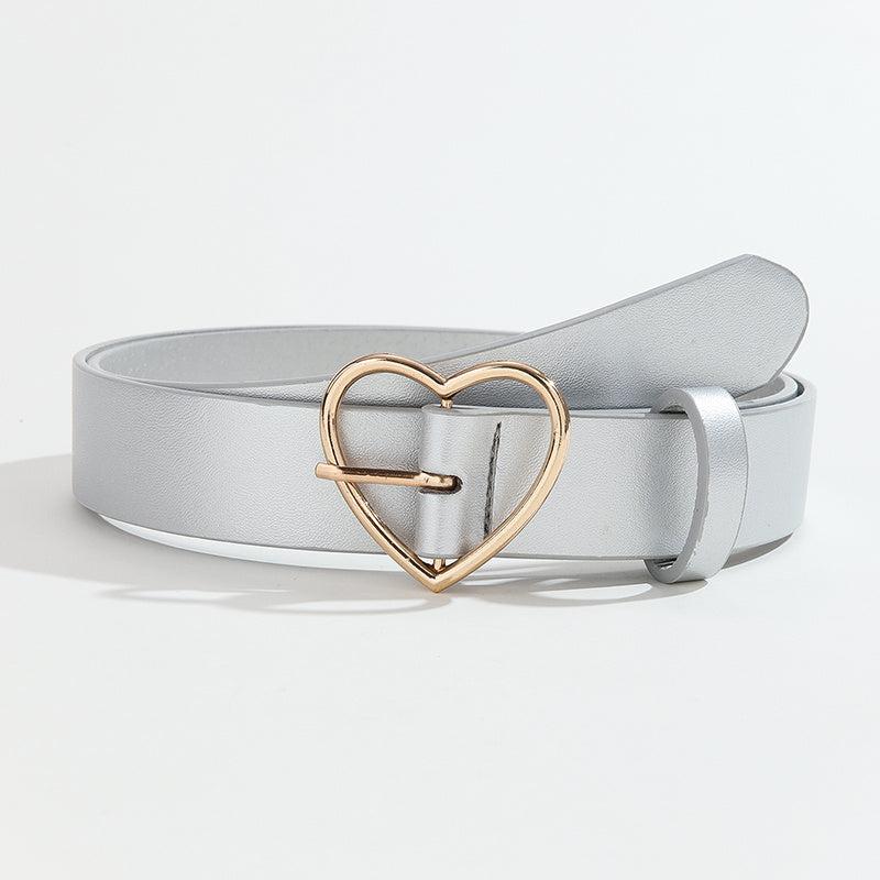 Golden Love Buckle Belt for Women, Heart Belts for Jeans