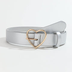 Golden Love Buckle Belt for Women, Heart Belts for Jeans