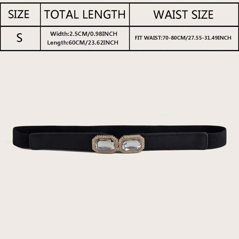Square Crystal Buckle Belt Elastic Thin Girdle Waistband Women Coat Dress Belts