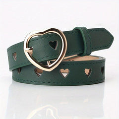 Heart Hollow Out Belt Solid Heart Pin Buckle PU Waistband for Women