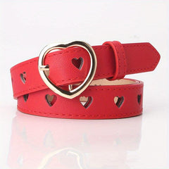 Heart Hollow Out Belt Solid Heart Pin Buckle PU Waistband for Women