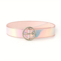Laser Belt Transparent Pink Belt for Women