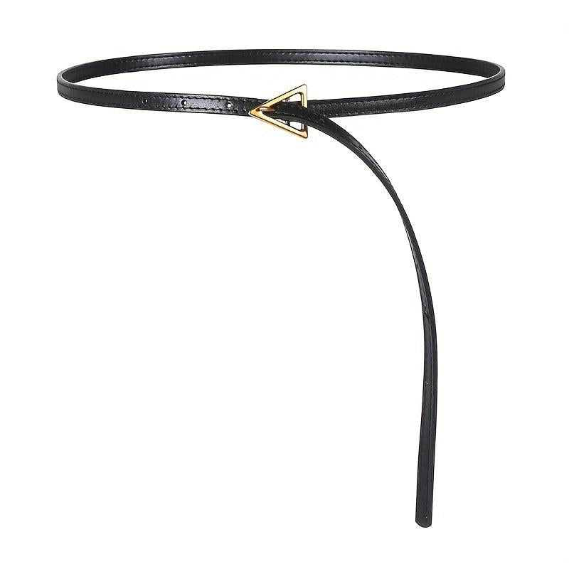 Thin Knot Belt Triangle Pin Buckle PU Waistband French Style Coat Girdle