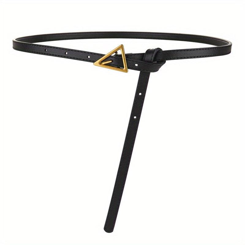 Thin Knot Belt Triangle Pin Buckle PU Waistband French Style Coat Girdle