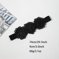 Lace Flower Wide Belt Vintage Elastic Waistband for Women