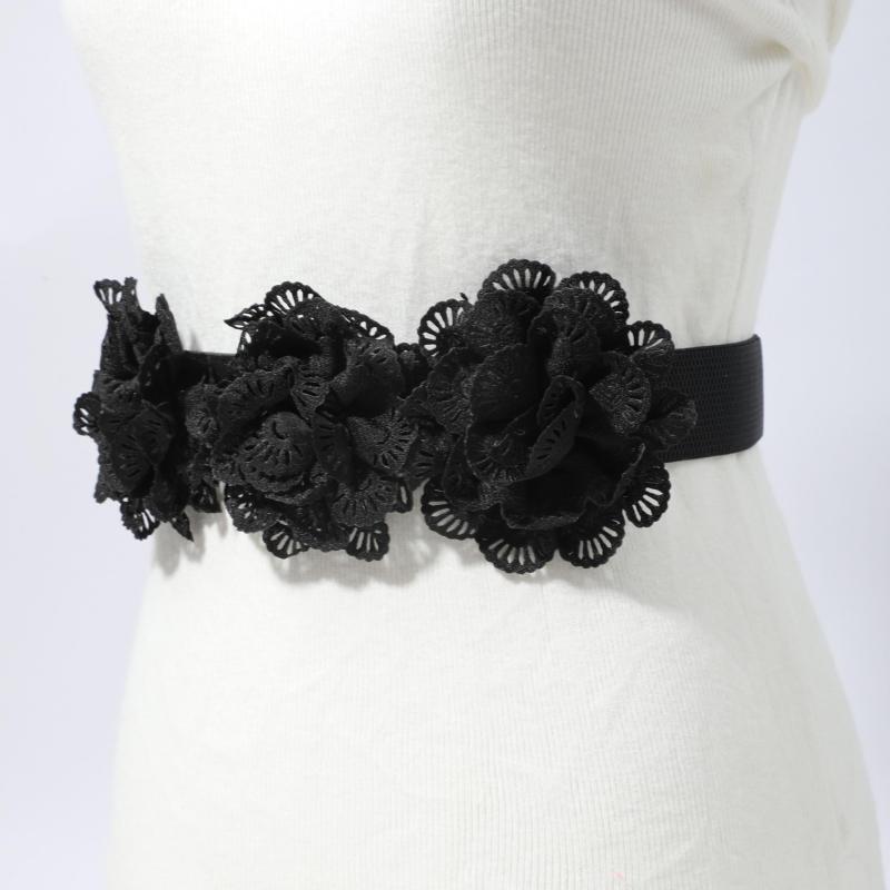 Lace Flower Wide Belt Vintage Elastic Waistband for Women