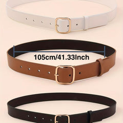 3pcs Square Pin Buckle Belt for Women