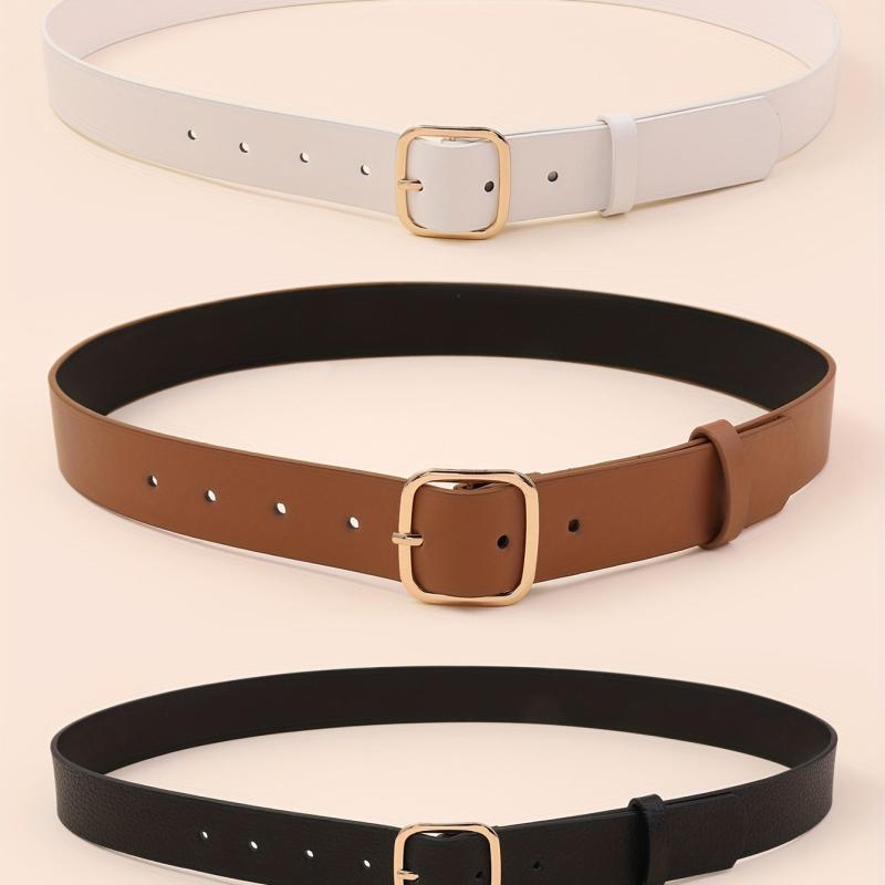 3pcs Square Pin Buckle Belt for Women