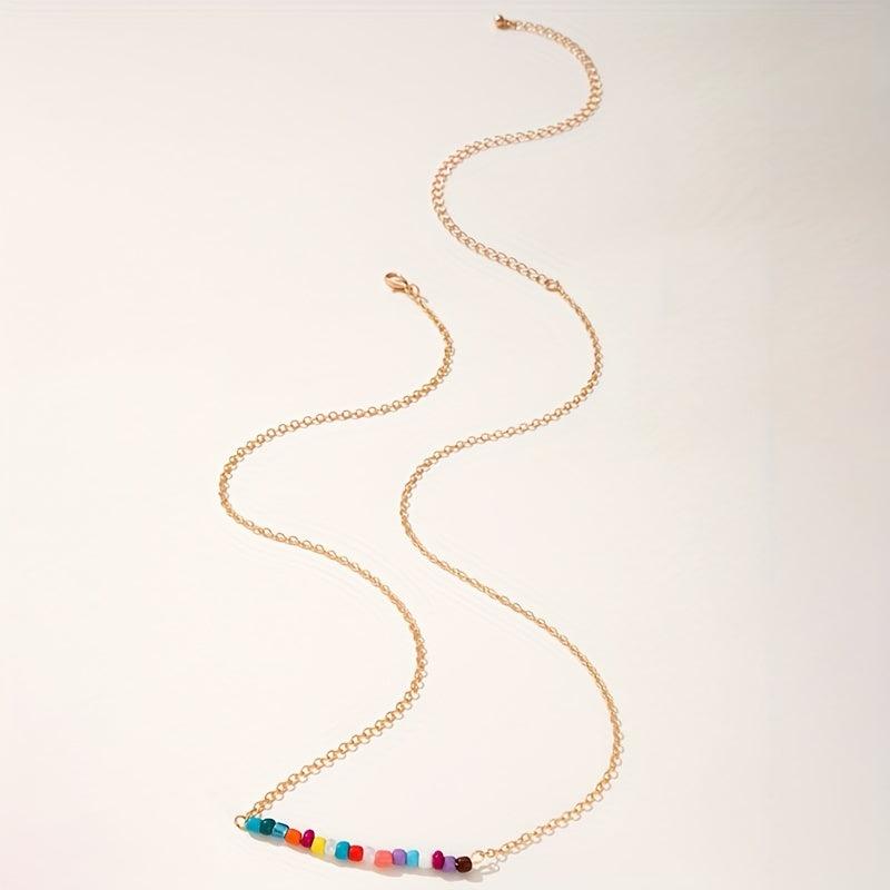 Colorful Beaded Golden Metal Belly Chain Waistband for Women
