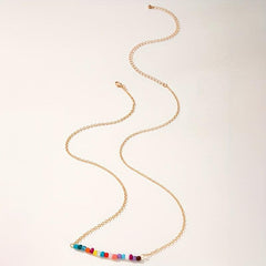 Colorful Beaded Golden Metal Belly Chain Waistband for Women