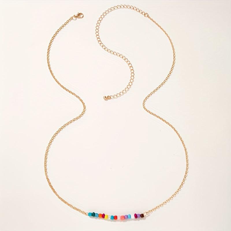 Colorful Beaded Golden Metal Belly Chain Waistband for Women