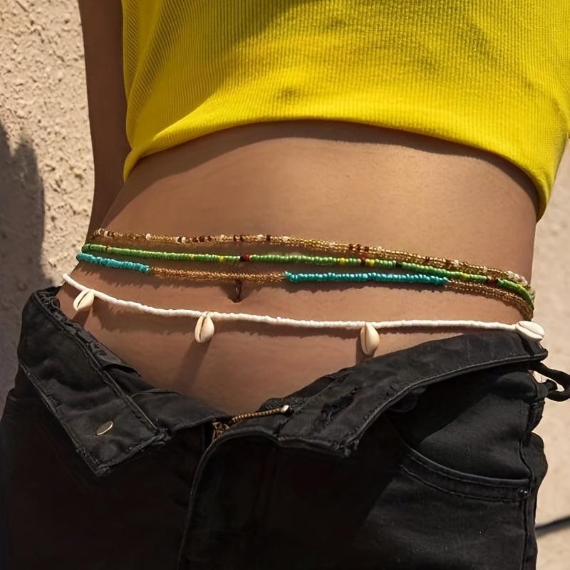 Bohemian Beaded Body Chain Vintage Block Summer Beach Chain Belt