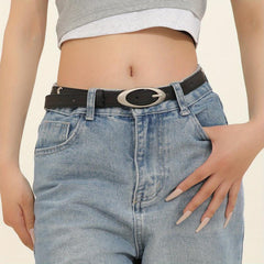 Stylish Oval Pin Buckle Belt Casual PU Belt Classic Dress Girdle