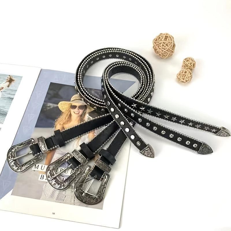 Y2K Western Buckle Belt Vintage Belt PU Leather Belt