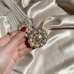 Wide Belt Pearl Flower Buckle Elastic Chain Belts For Women Dress