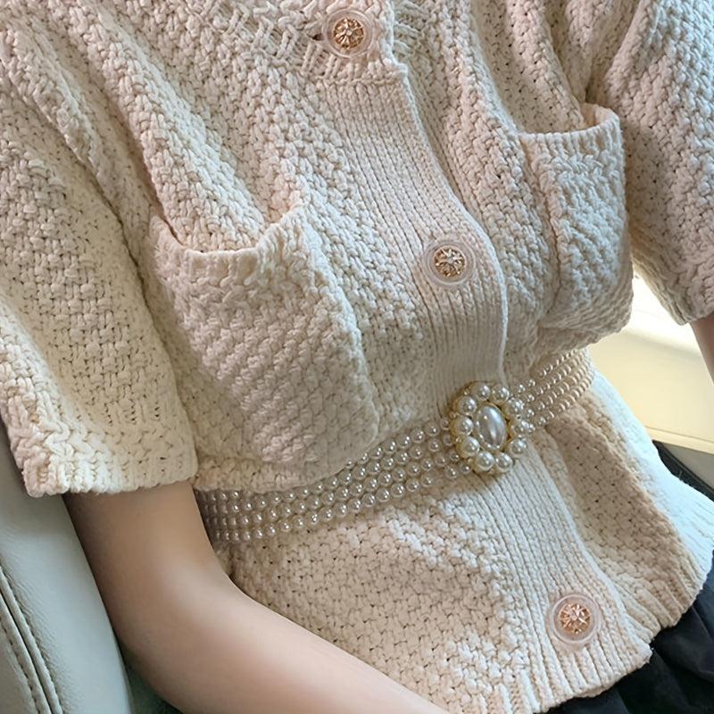 Wide Belt Pearl Flower Buckle Elastic Chain Belts For Women Dress
