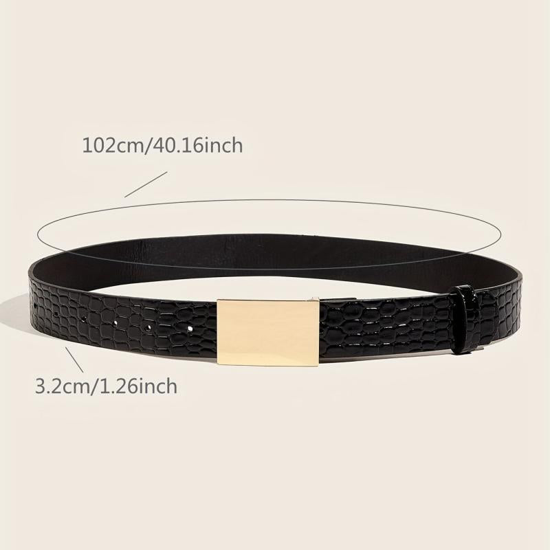 Women's Embossed Buckle Belt PU Leather Casual Jeans Pants Belt