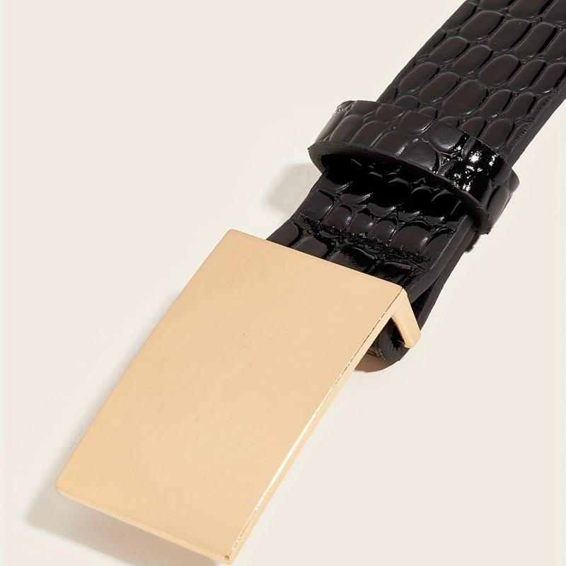 Women's Embossed Buckle Belt PU Leather Casual Jeans Pants Belt