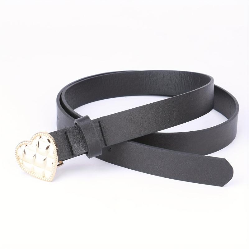 Heart-Shaped Golden Buckle Belt PU Leather Casual Jeans Belts