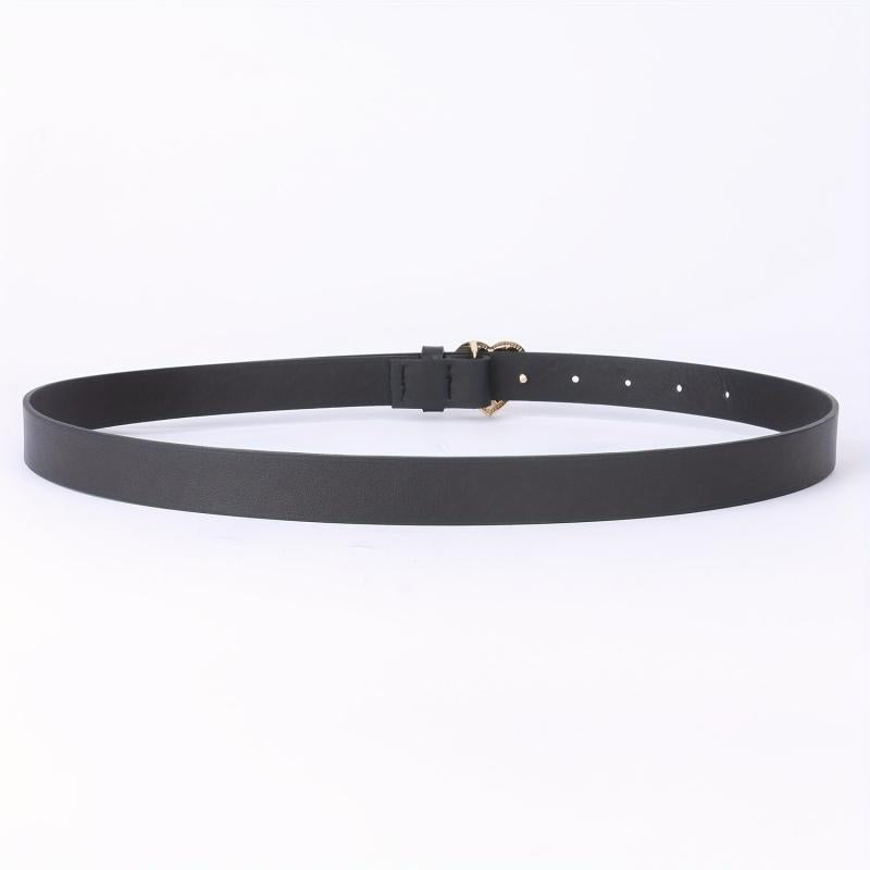 Heart-Shaped Golden Buckle Belt PU Leather Casual Jeans Belts