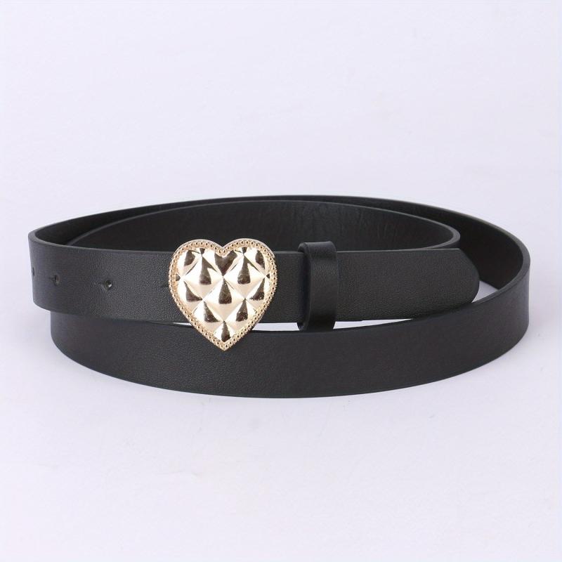 Heart-Shaped Golden Buckle Belt PU Leather Casual Jeans Belts