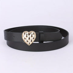 Heart-Shaped Golden Buckle Belt PU Leather Casual Jeans Belts