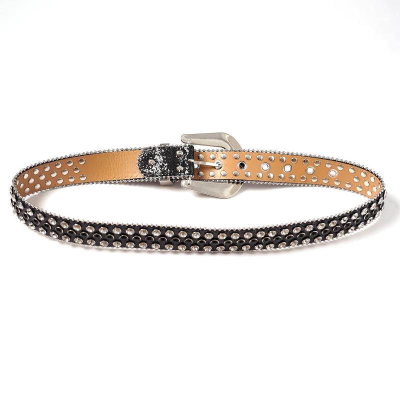 Rhinestone Rivet Punk Skull Head Unisex Western Cowboy Cowgirl Belt Bling