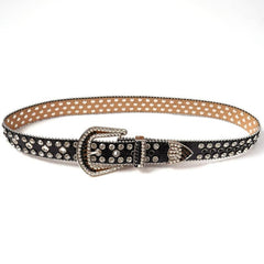 Rhinestone Rivet Punk Skull Head Unisex Western Cowboy Cowgirl Belt Bling