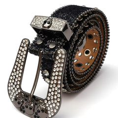 Rhinestone Rivet Punk Skull Head Unisex Western Cowboy Cowgirl Belt Bling