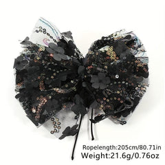 Sequin Mesh Bowknot Sash Belt Lace Up Wax Rope Waist Belt