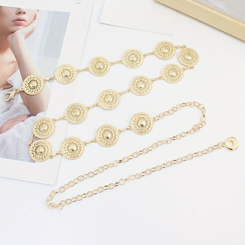 Engraved Waist Chain Boho Body Chain Dress Girdle Beach Chain