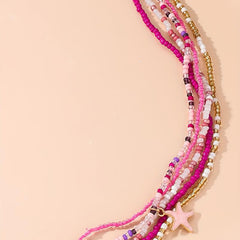 5pcs Pink Waist Chain Starfish Pendant Beach Body Jewelry