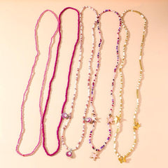 5pcs Pink Waist Chain Starfish Pendant Beach Body Jewelry