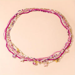 5pcs Pink Waist Chain Starfish Pendant Beach Body Jewelry