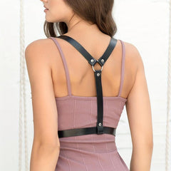 Punk Chest Harness Belt Rivet PU Leather Corset Waistband Gothic Suspenders