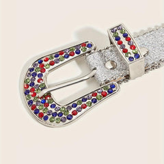 Sparkly Rhinestone PU Belt Colorful Sequin Hip Hop Rivet Jeans Belt Y2K Belts