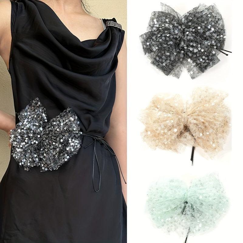 Y2K Sequin Bowknot Sash Belt Lace Up Waist Belt Boho Decor Beach Belt Women