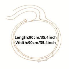 Metal Waist Chain Faux Pearl Decor Belly Chain Summer Beach Girdle