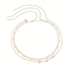 Metal Waist Chain Faux Pearl Decor Belly Chain Summer Beach Girdle