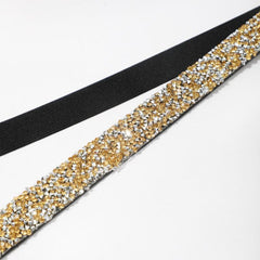 Yellow Crystal Decor Elastic Waistband for Women