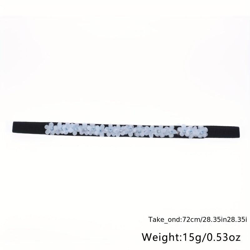 Thin Flower Decor Belt Elastic Waistband Classic Dress Girdle