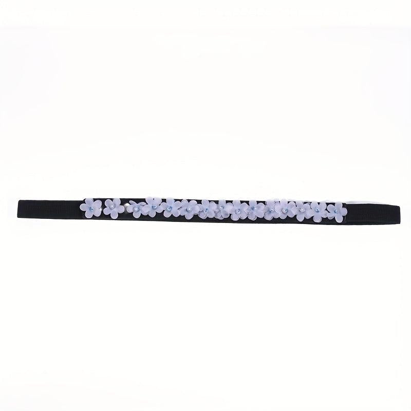 Thin Flower Decor Belt Elastic Waistband Classic Dress Girdle
