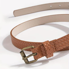 3pcs Braided Pattern PU Belt Solid Square Pin Buckle Belt Embossed Girdle