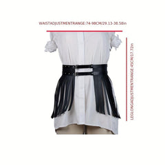 PU Leather Tassel Skirt Waistband Punk Adjustable Waist Belt